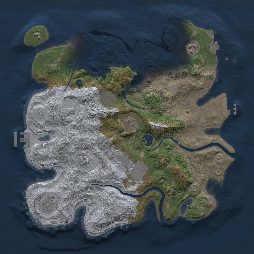 Rust Map: Procedural Map, Size: 3500, Seed: 1943456732, 14 Monuments