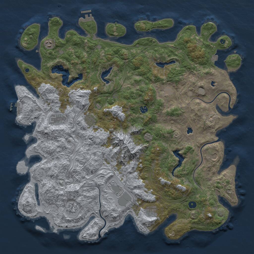 Rust Map: Procedural Map, Size: 5000, Seed: 4669, 16 Monuments