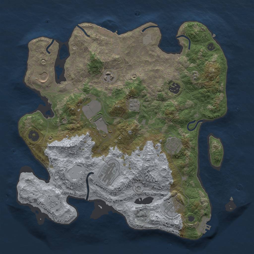 Rust Map: Procedural Map, Size: 3500, Seed: 410365630, 17 Monuments