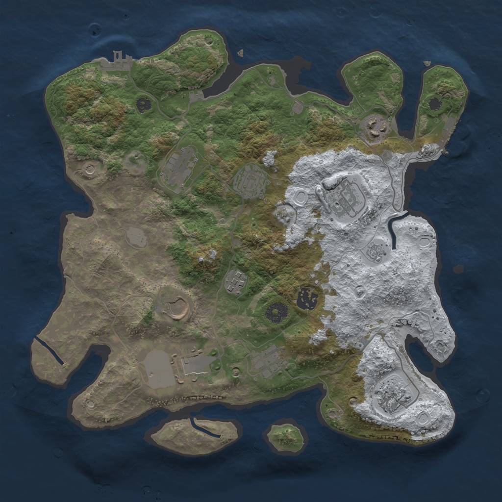 Rust Map: Procedural Map, Size: 3500, Seed: 6489231, 19 Monuments