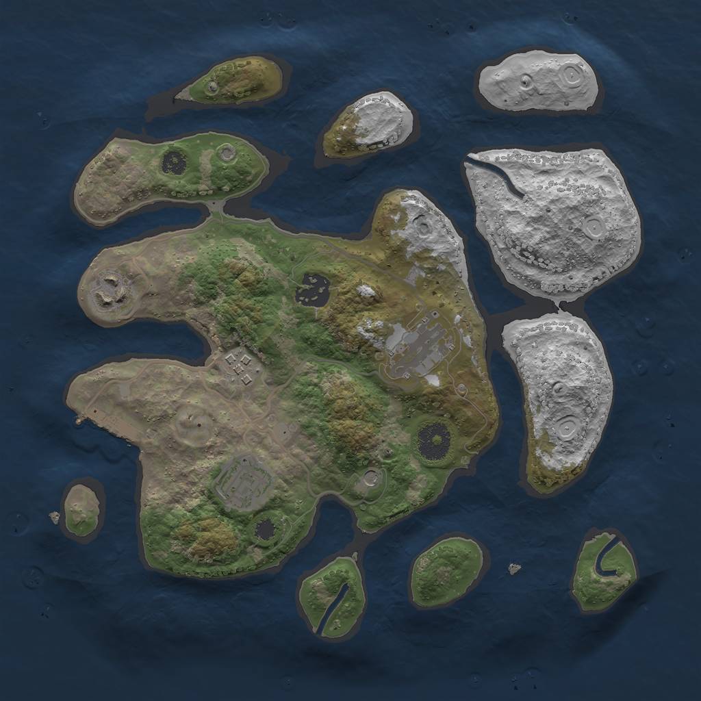 Rust Map: Procedural Map, Size: 3000, Seed: 969889, 12 Monuments