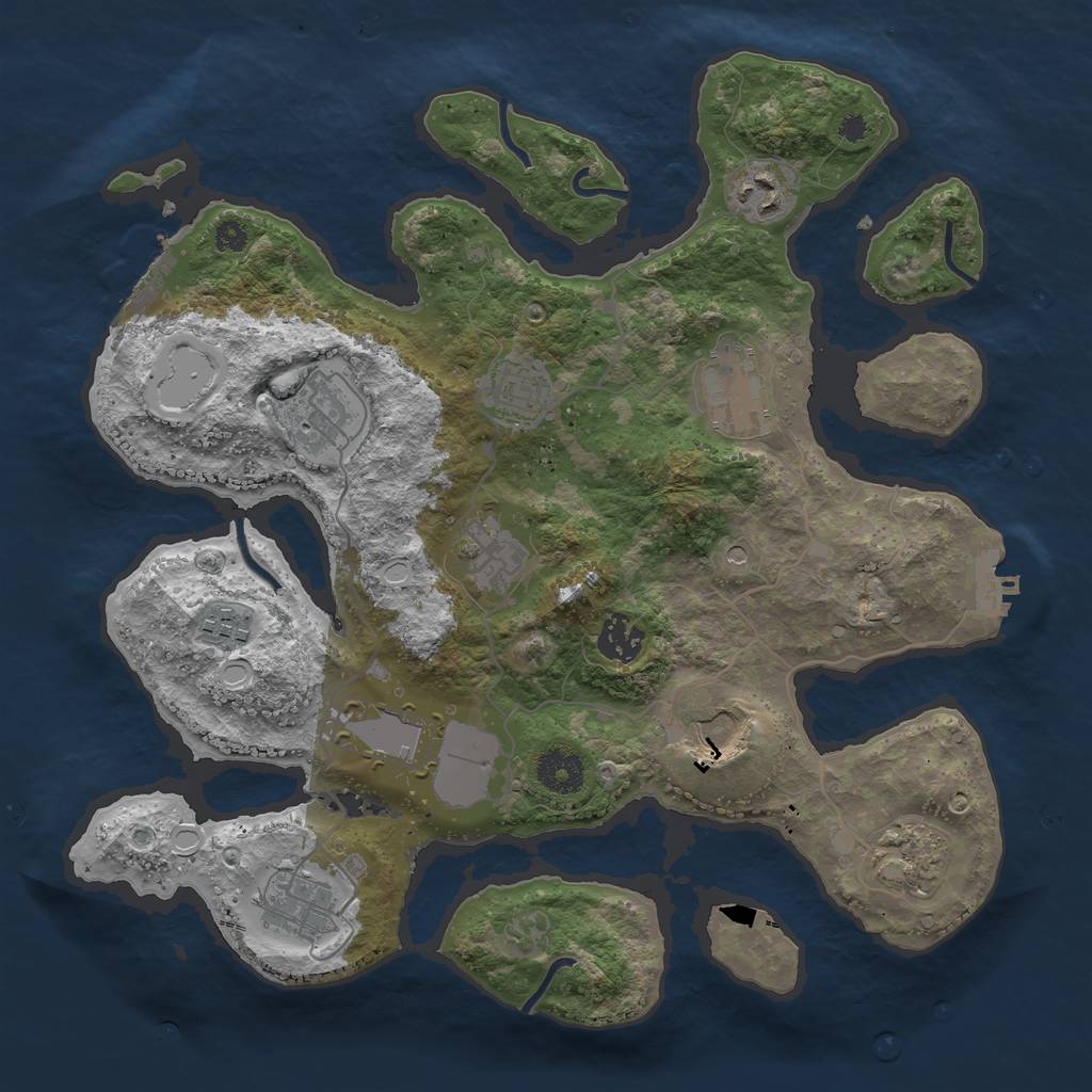 Rust Map: Procedural Map, Size: 3500, Seed: 1109671411, 19 Monuments