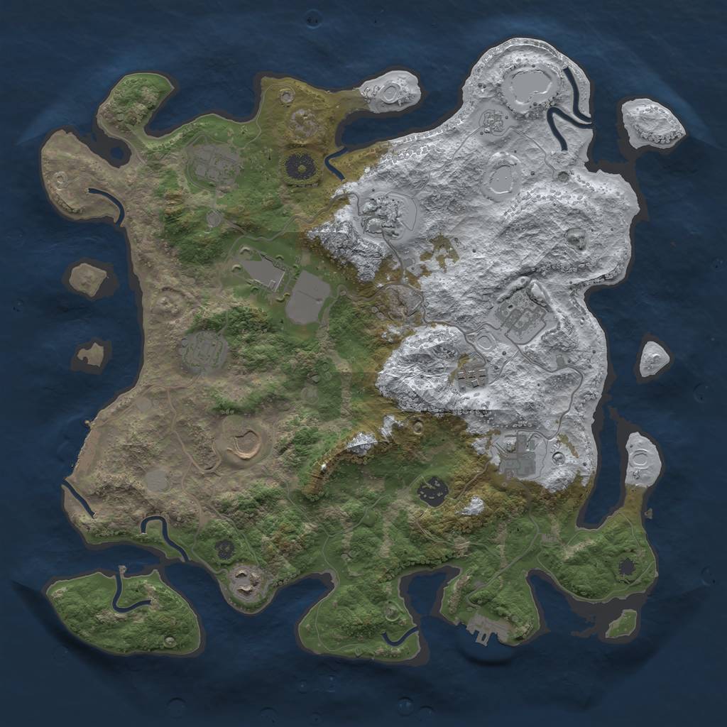 Rust Map: Procedural Map, Size: 3800, Seed: 4716641, 18 Monuments