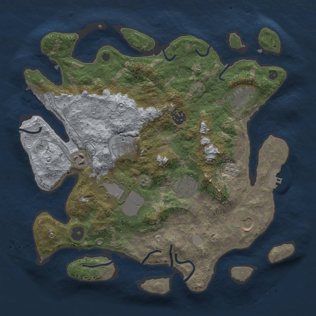 Rust Map: Procedural Map, Size: 3500, Seed: 336228144, 15 Monuments