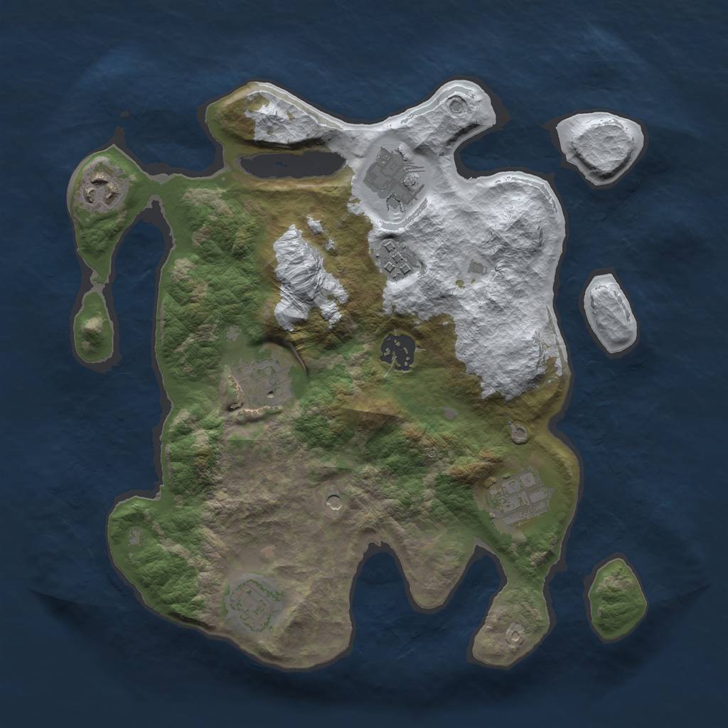 Rust Map: Barren, Size: 3000, Seed: 625974, 10 Monuments