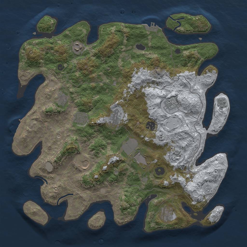 Rust Map: Procedural Map, Size: 4000, Seed: 73107384, 20 Monuments