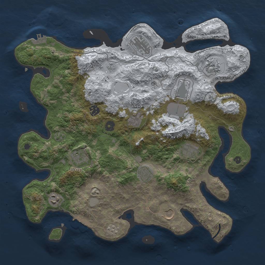 Rust Map: Procedural Map, Size: 3800, Seed: 6181732, 20 Monuments