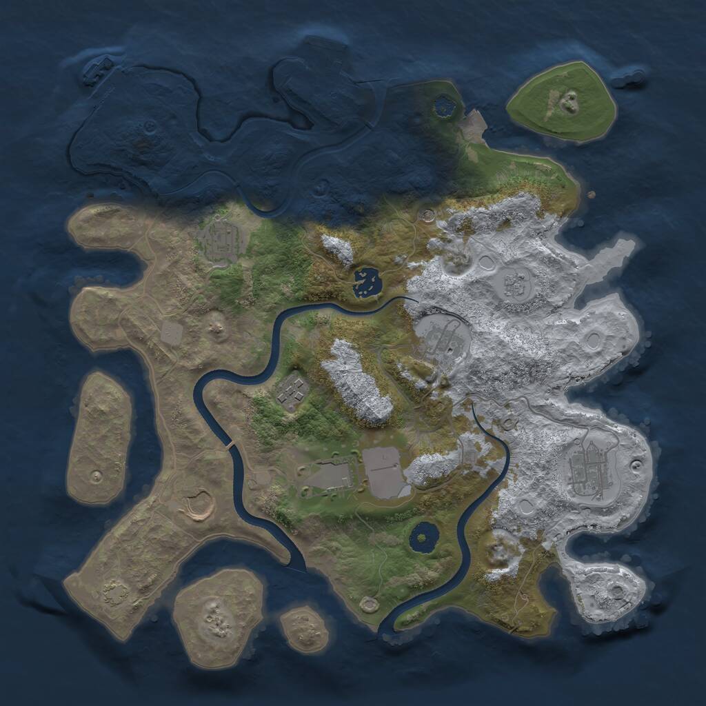 Rust Map: Procedural Map, Size: 3500, Seed: 2126016142, 13 Monuments