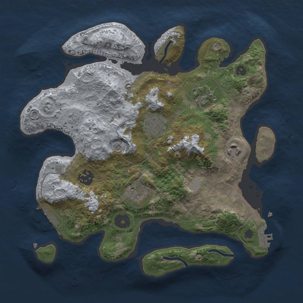 Rust Map: Procedural Map, Size: 3000, Seed: 203759, 14 Monuments