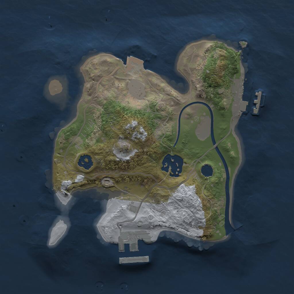 Rust Map: Procedural Map, Size: 2000, Seed: 2088967118, 4 Monuments