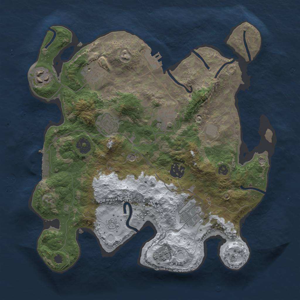 Rust Map: Procedural Map, Size: 3000, Seed: 279314775, 16 Monuments