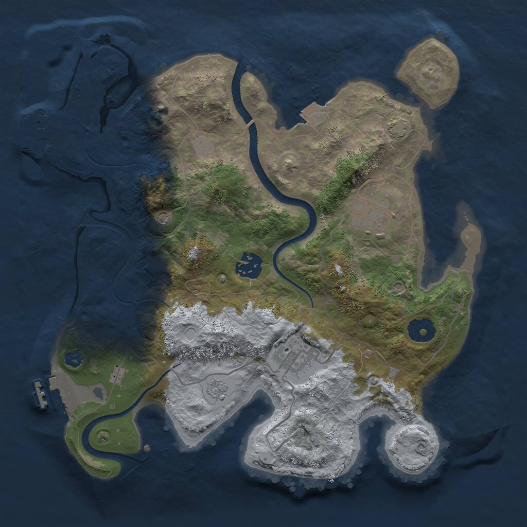 Rust Map: Procedural Map, Size: 3000, Seed: 279314775, 9 Monuments