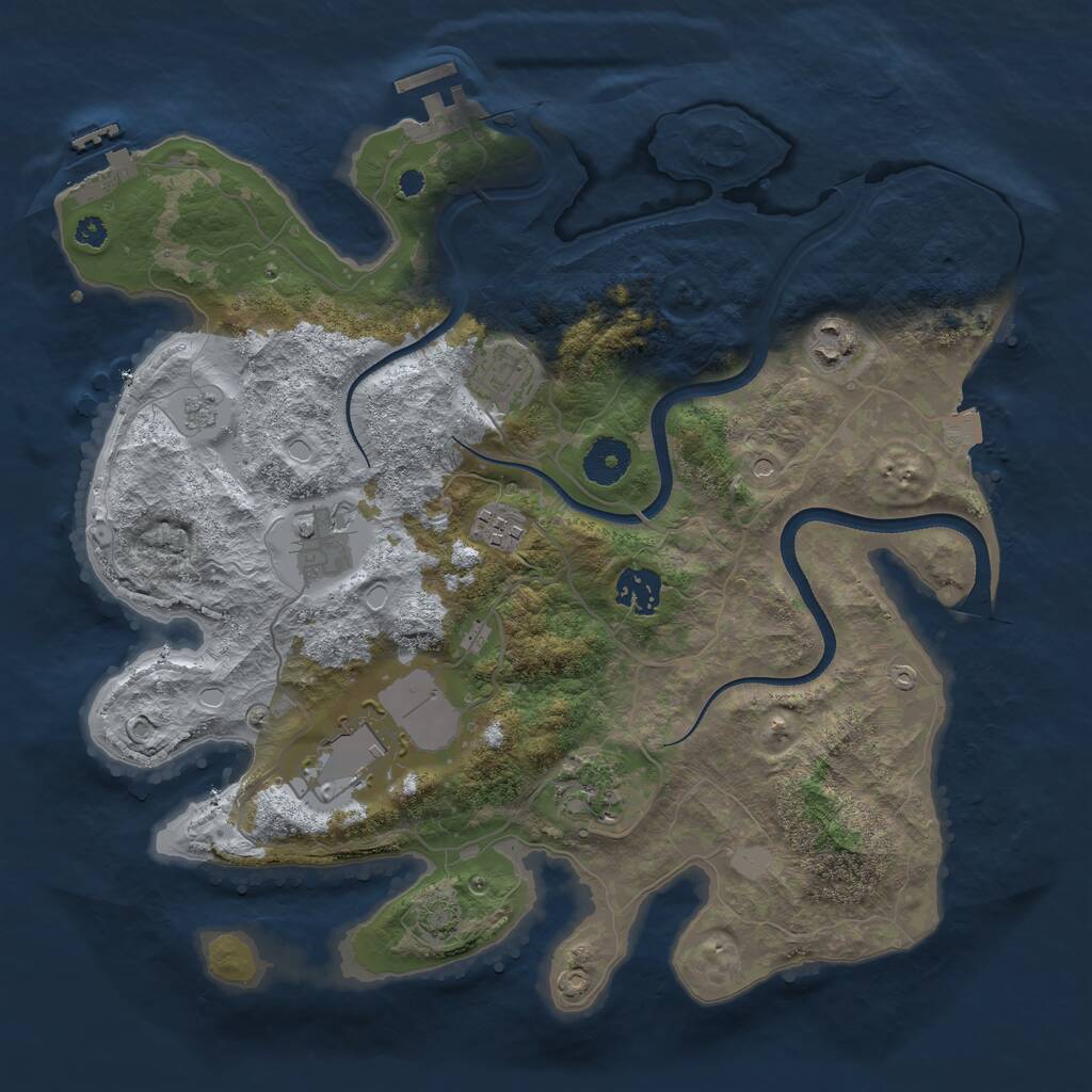 Rust Map: Procedural Map, Size: 3500, Seed: 6125346, 13 Monuments