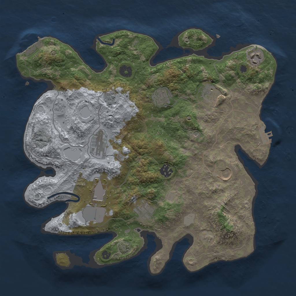 Rust Map: Procedural Map, Size: 3500, Seed: 6125346, 17 Monuments