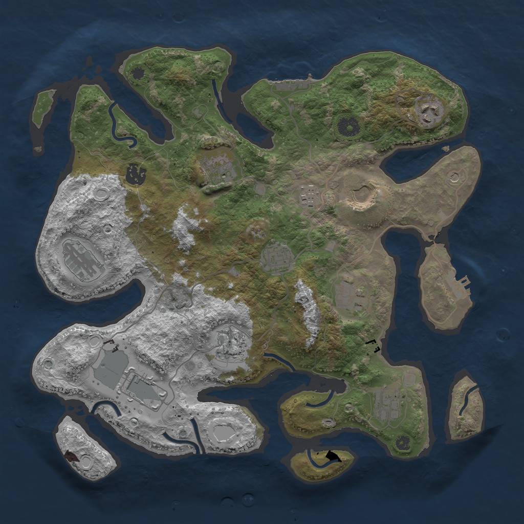 Rust Map: Procedural Map, Size: 3700, Seed: 1794578994, 19 Monuments