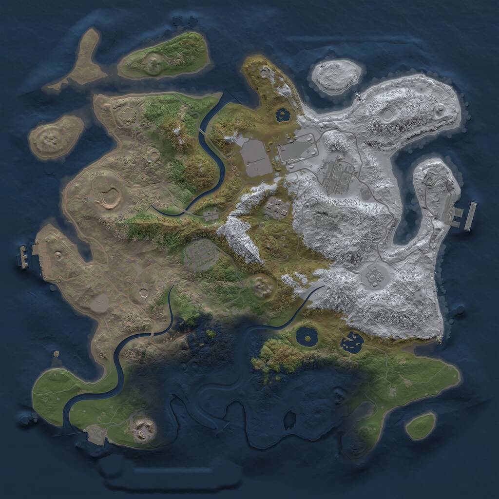 Rust Map: Procedural Map, Size: 3500, Seed: 153244, 13 Monuments