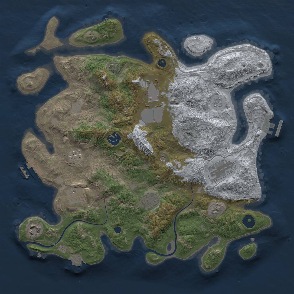 Rust Map: Procedural Map, Size: 3500, Seed: 153244, 13 Monuments