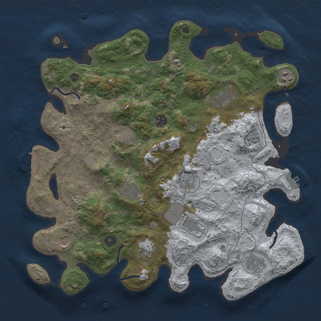 Rust Map: Procedural Map, Size: 4000, Seed: 1884559628, 20 Monuments