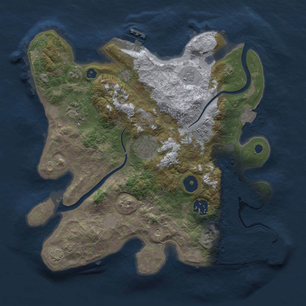 Rust Map: Procedural Map, Size: 3000, Seed: 305232, 10 Monuments