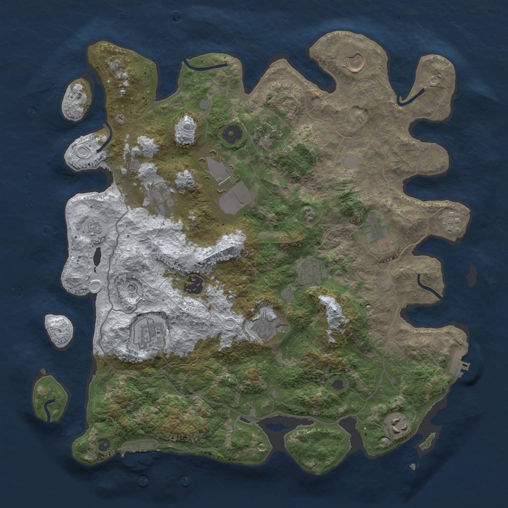 Rust Map: Procedural Map, Size: 4000, Seed: 25456258, 20 Monuments