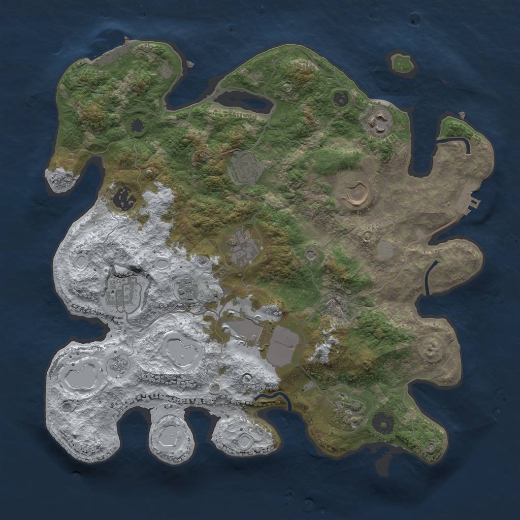 Rust Map: Procedural Map, Size: 3500, Seed: 47385611, 18 Monuments