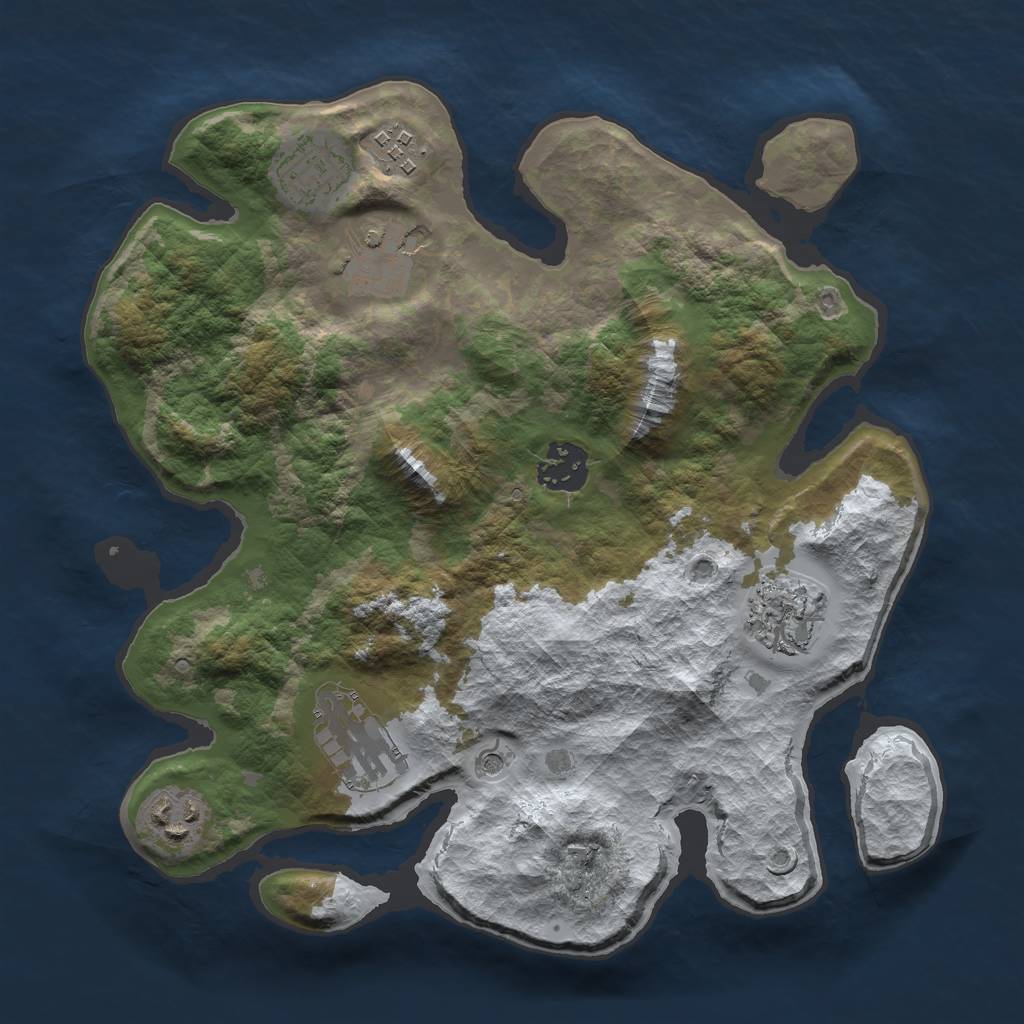 Rust Map: Barren, Size: 3000, Seed: 300374, 10 Monuments