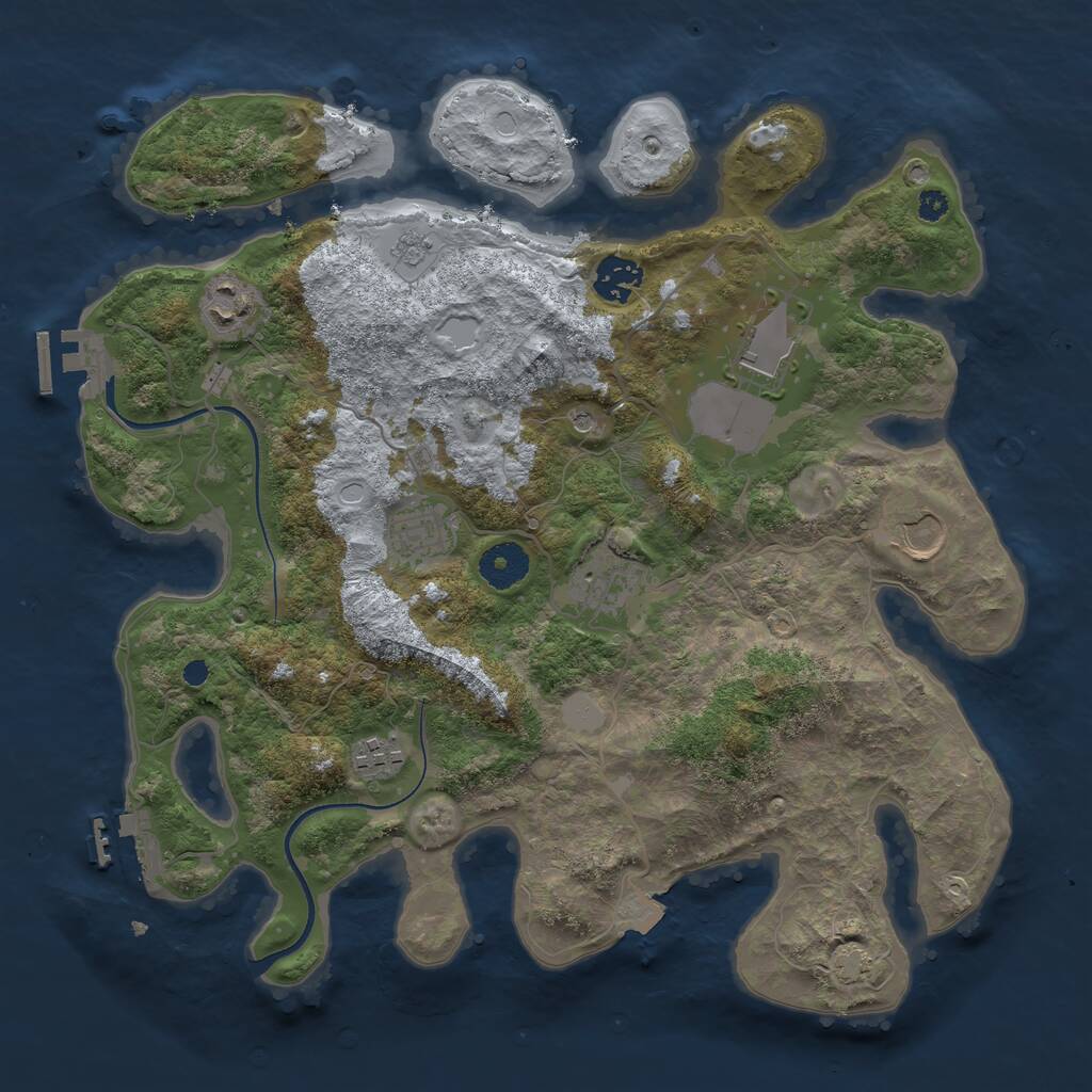 Rust Map: Procedural Map, Size: 3500, Seed: 5148, 13 Monuments