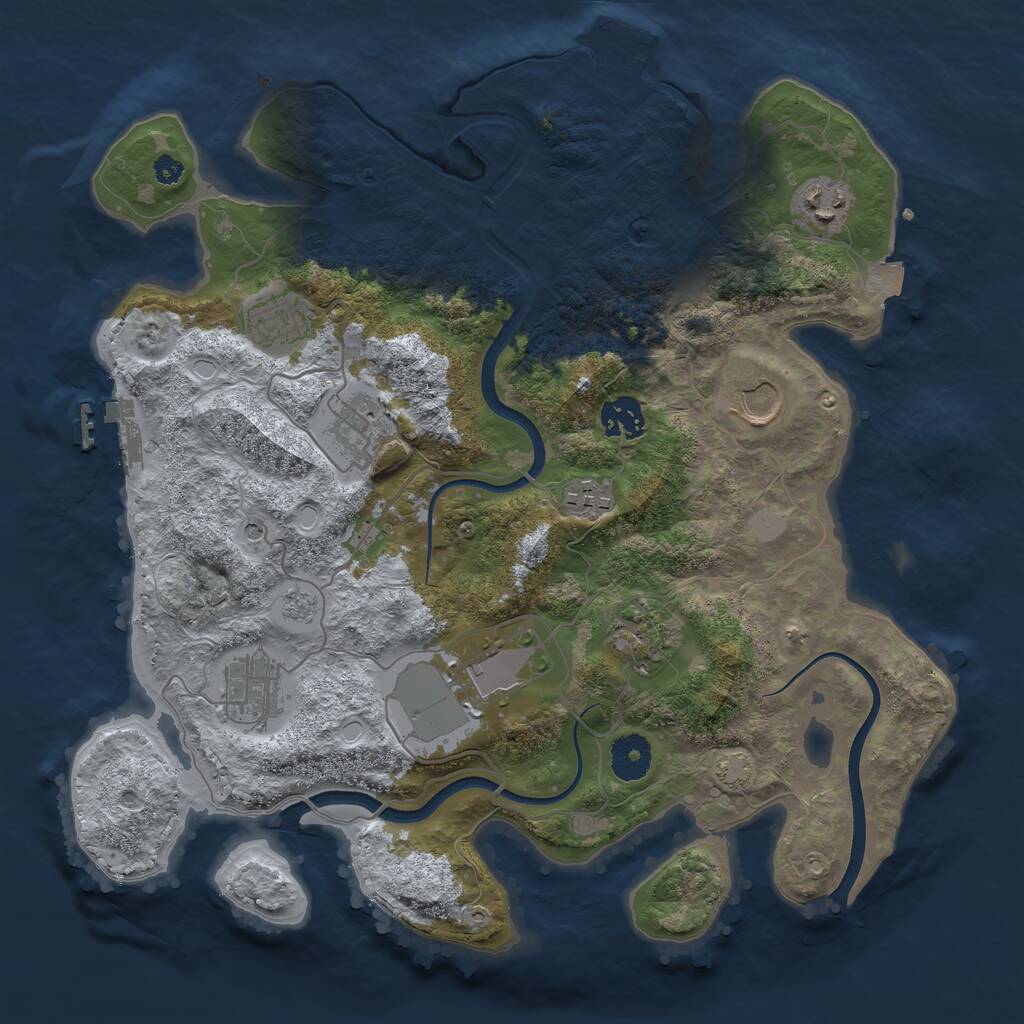 Rust Map: Procedural Map, Size: 3500, Seed: 2036050522, 15 Monuments