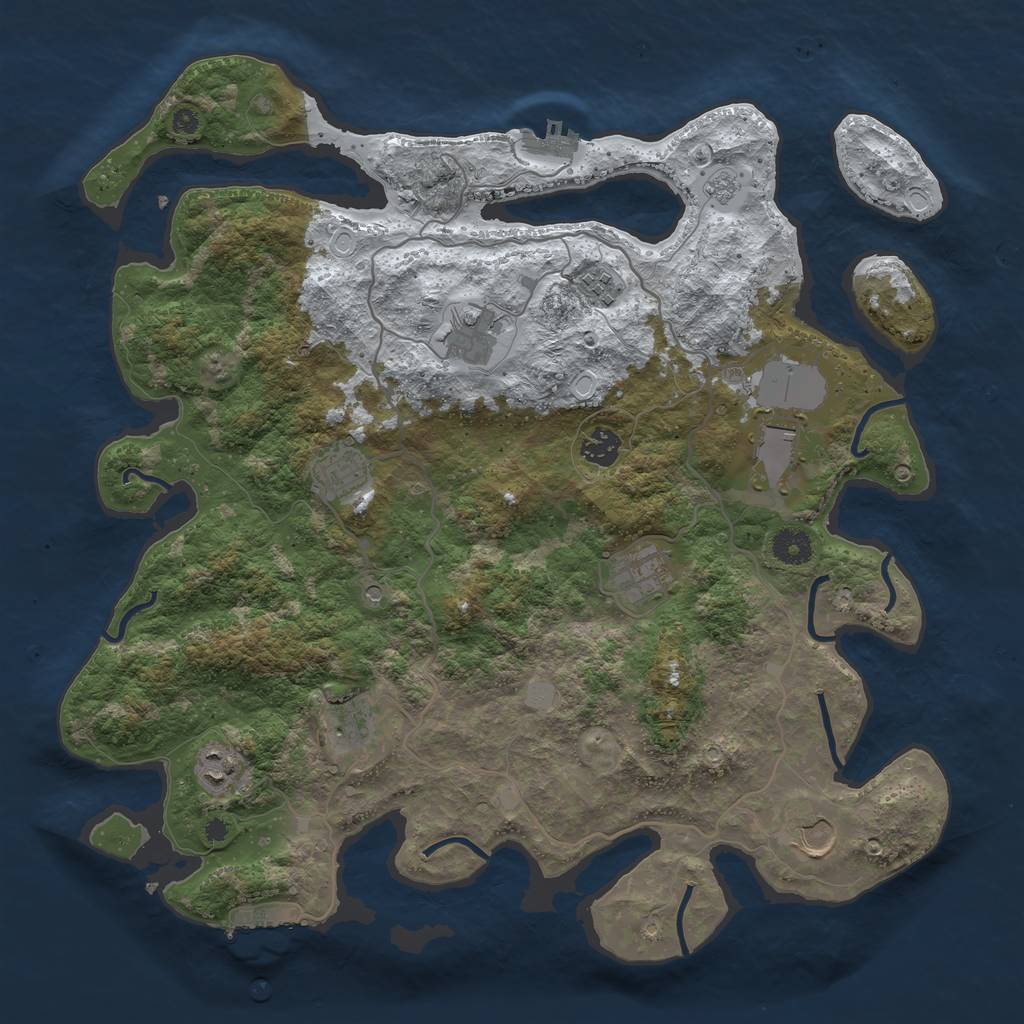 Rust Map: Procedural Map, Size: 4000, Seed: 1442369978, 18 Monuments
