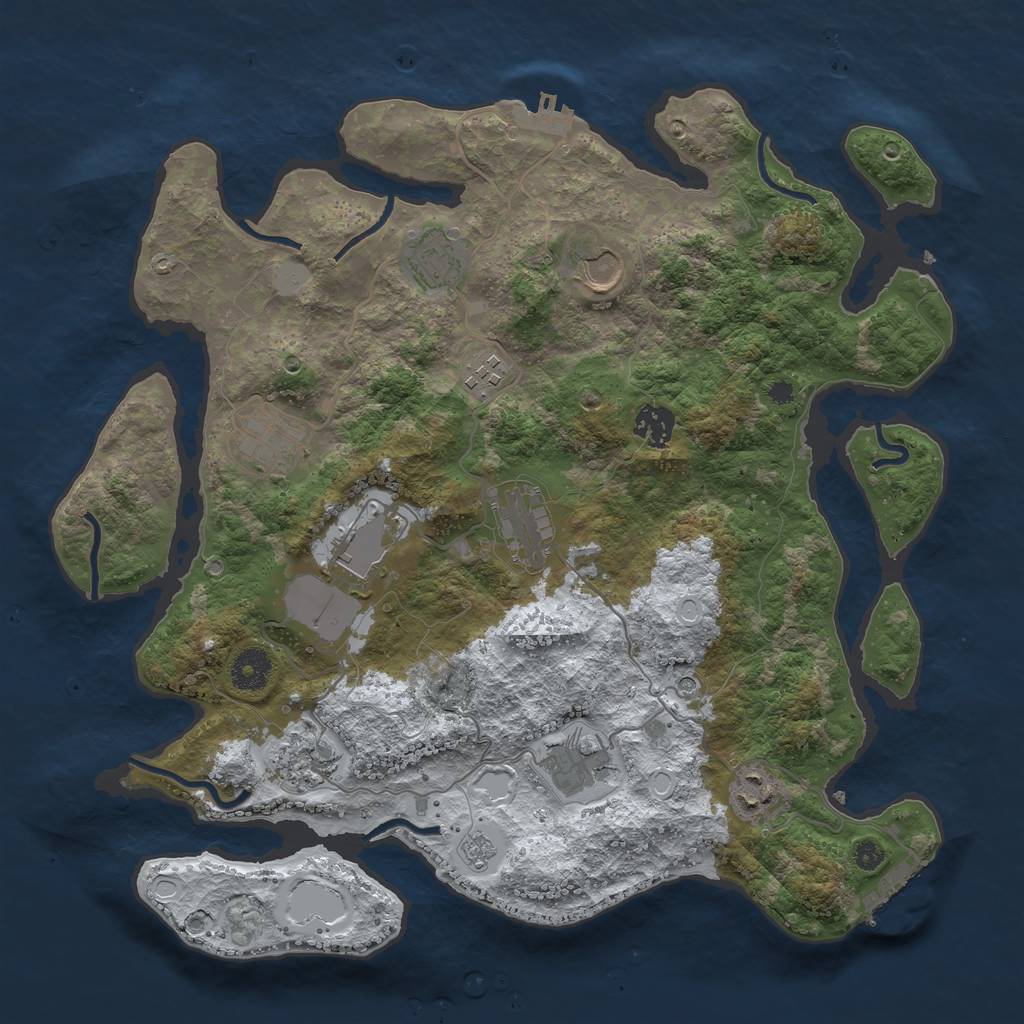 Rust Map: Procedural Map, Size: 3700, Seed: 1914931039, 19 Monuments