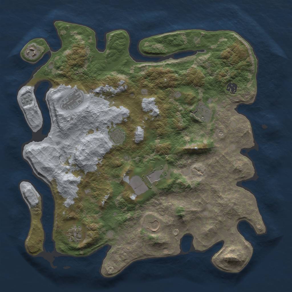 Rust Map: Barren, Size: 4000, Seed: 2088743384, 12 Monuments