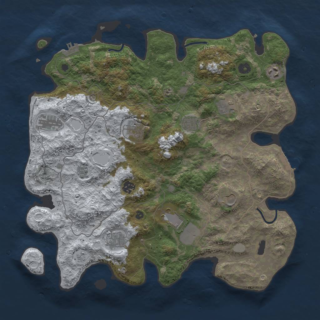 Rust Map: Procedural Map, Size: 4000, Seed: 743876429, 19 Monuments
