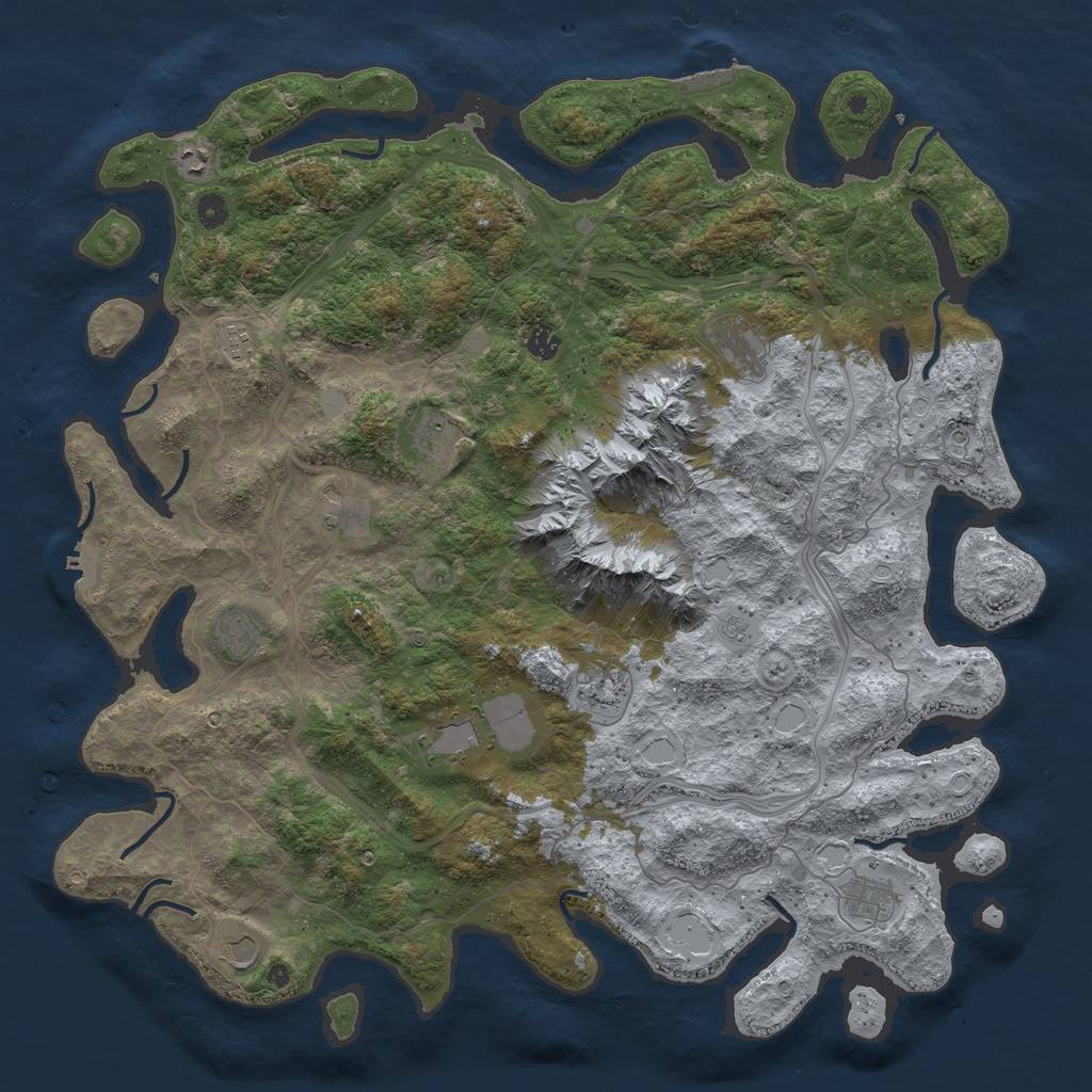 Rust Map: Procedural Map, Size: 5000, Seed: 714, 20 Monuments