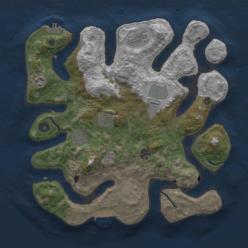 Rust Map: Procedural Map, Size: 3500, Seed: 497601918, 16 Monuments