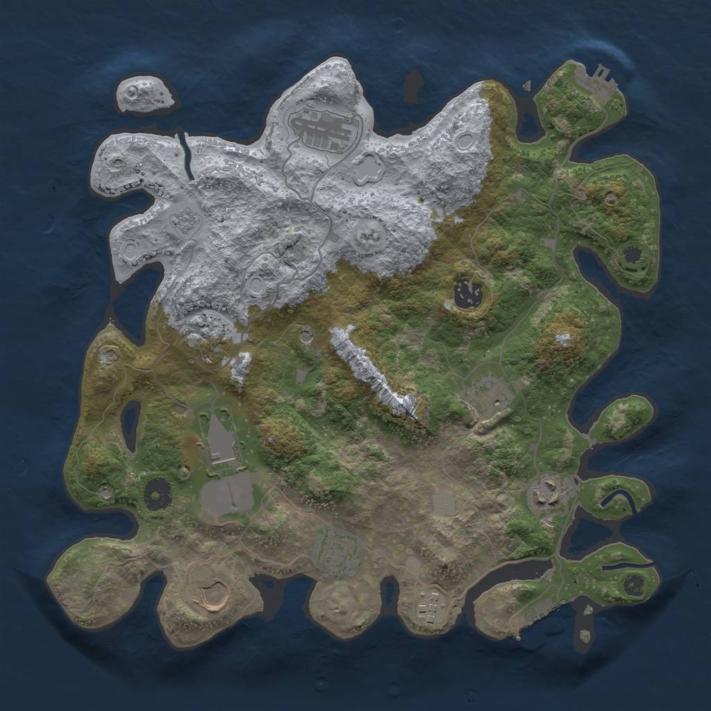 Rust Map: Procedural Map, Size: 3500, Seed: 508762190, 18 Monuments