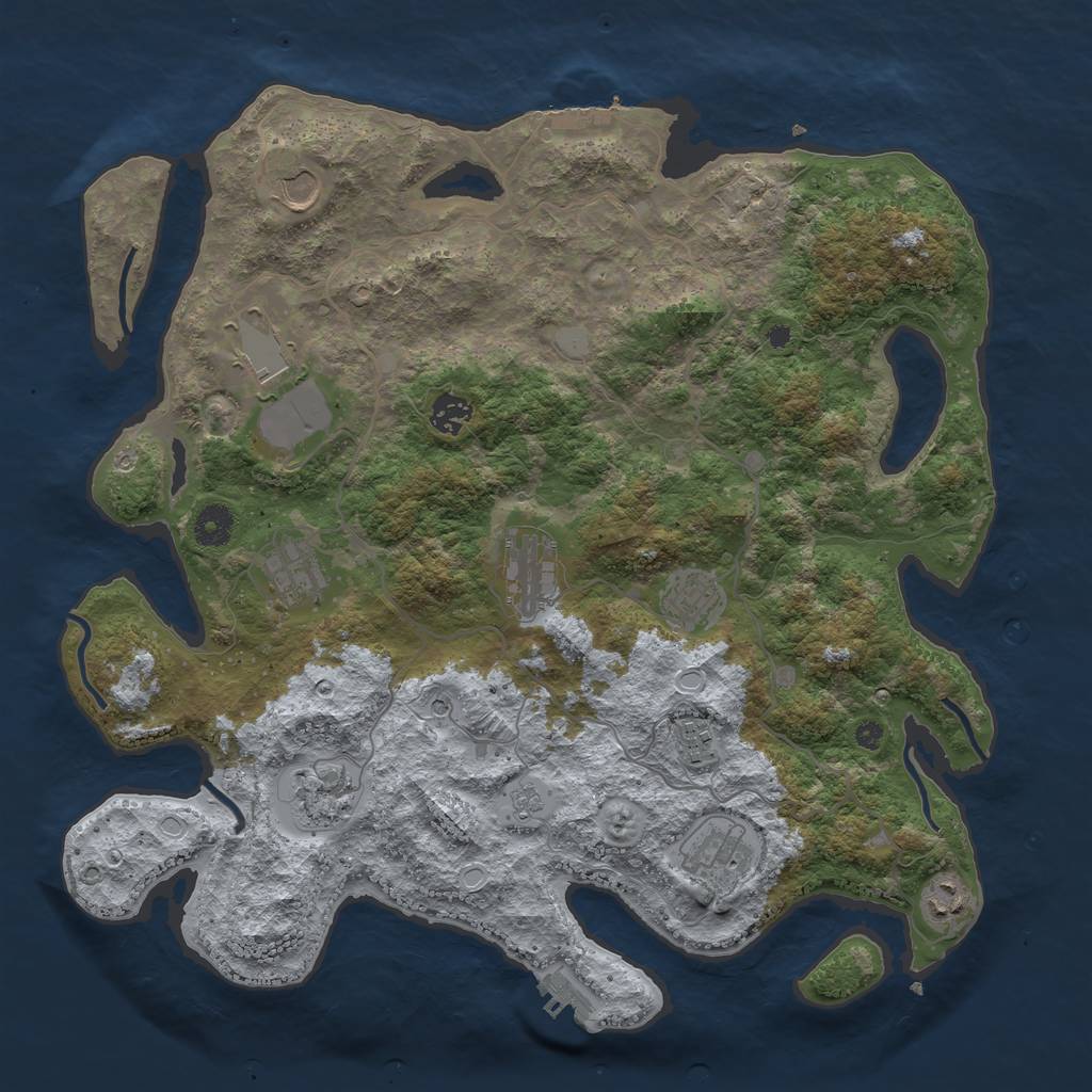 Rust Map: Procedural Map, Size: 4000, Seed: 869249096, 19 Monuments