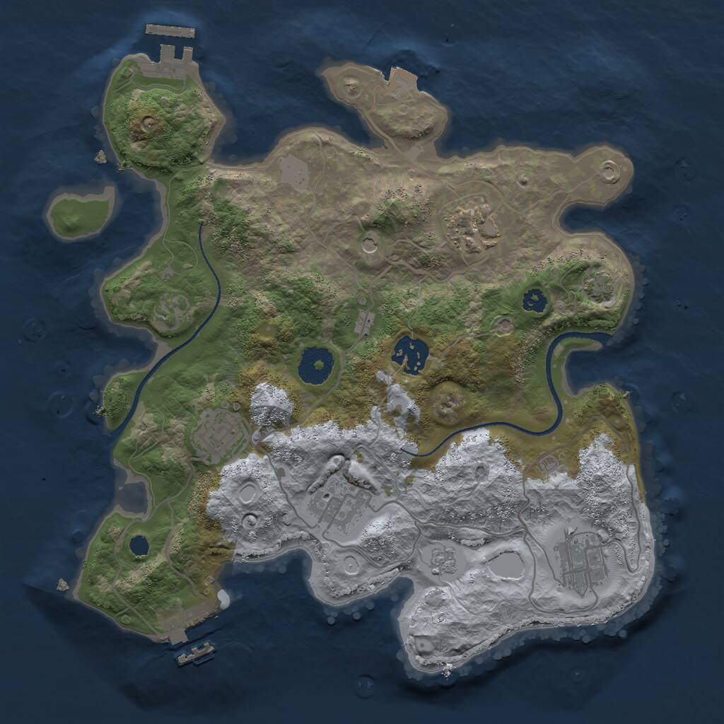 Rust Map: Procedural Map, Size: 3000, Seed: 713578, 11 Monuments