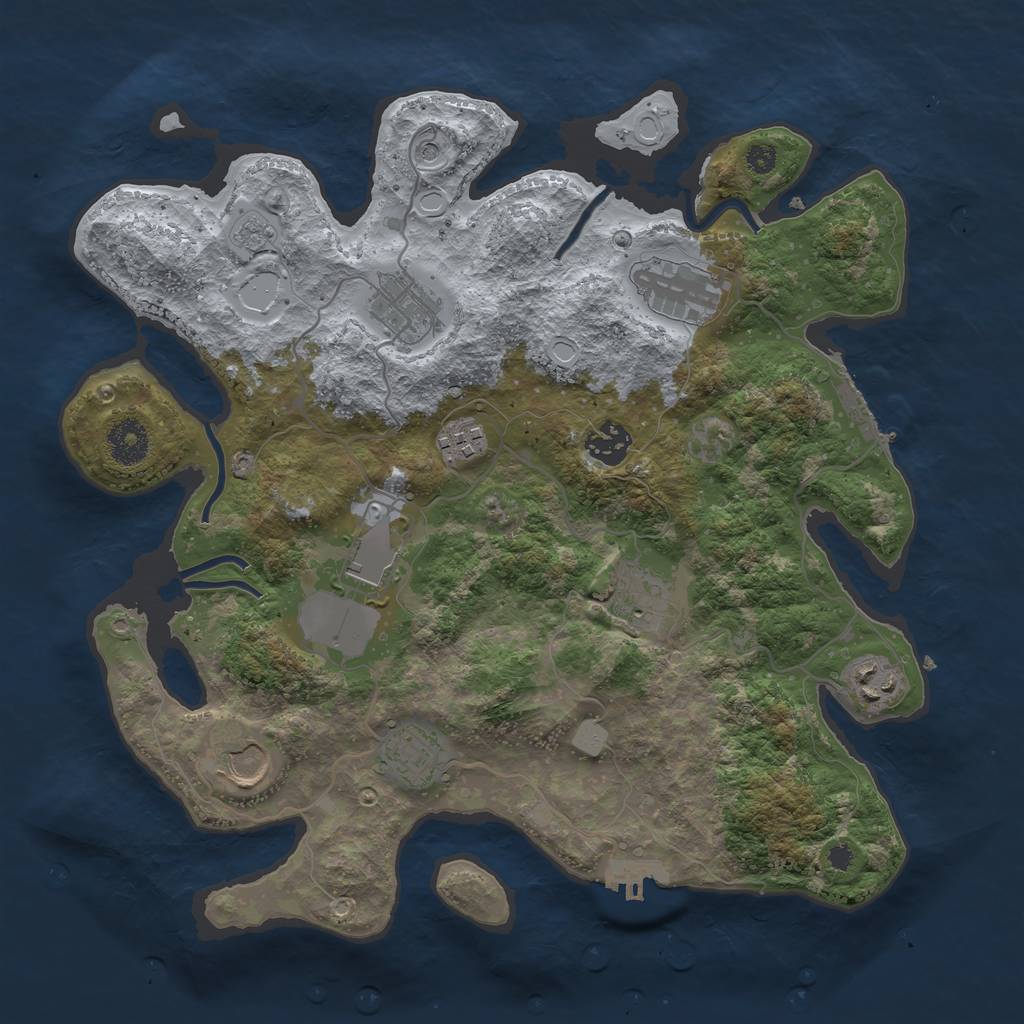 Rust Map: Procedural Map, Size: 3500, Seed: 2027914094, 18 Monuments