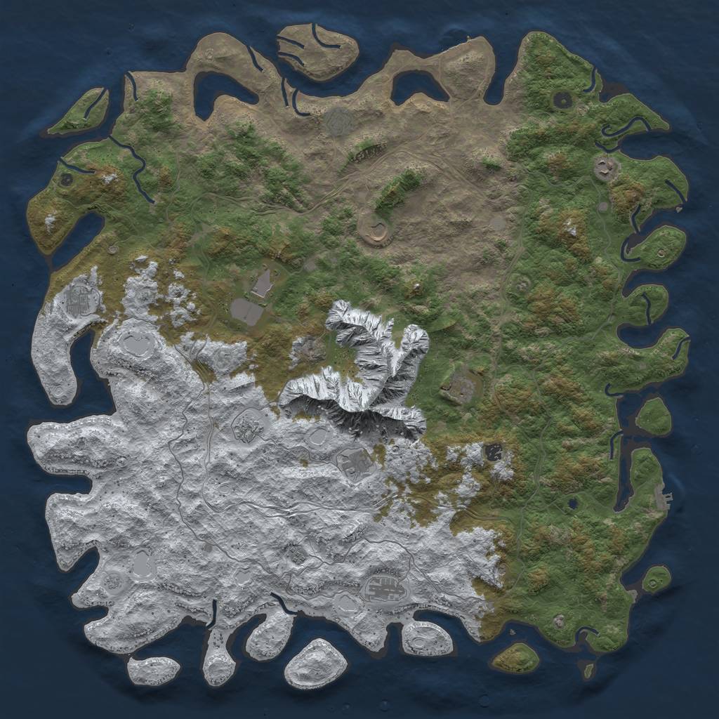 Rust Map: Procedural Map, Size: 6000, Seed: 3550, 20 Monuments