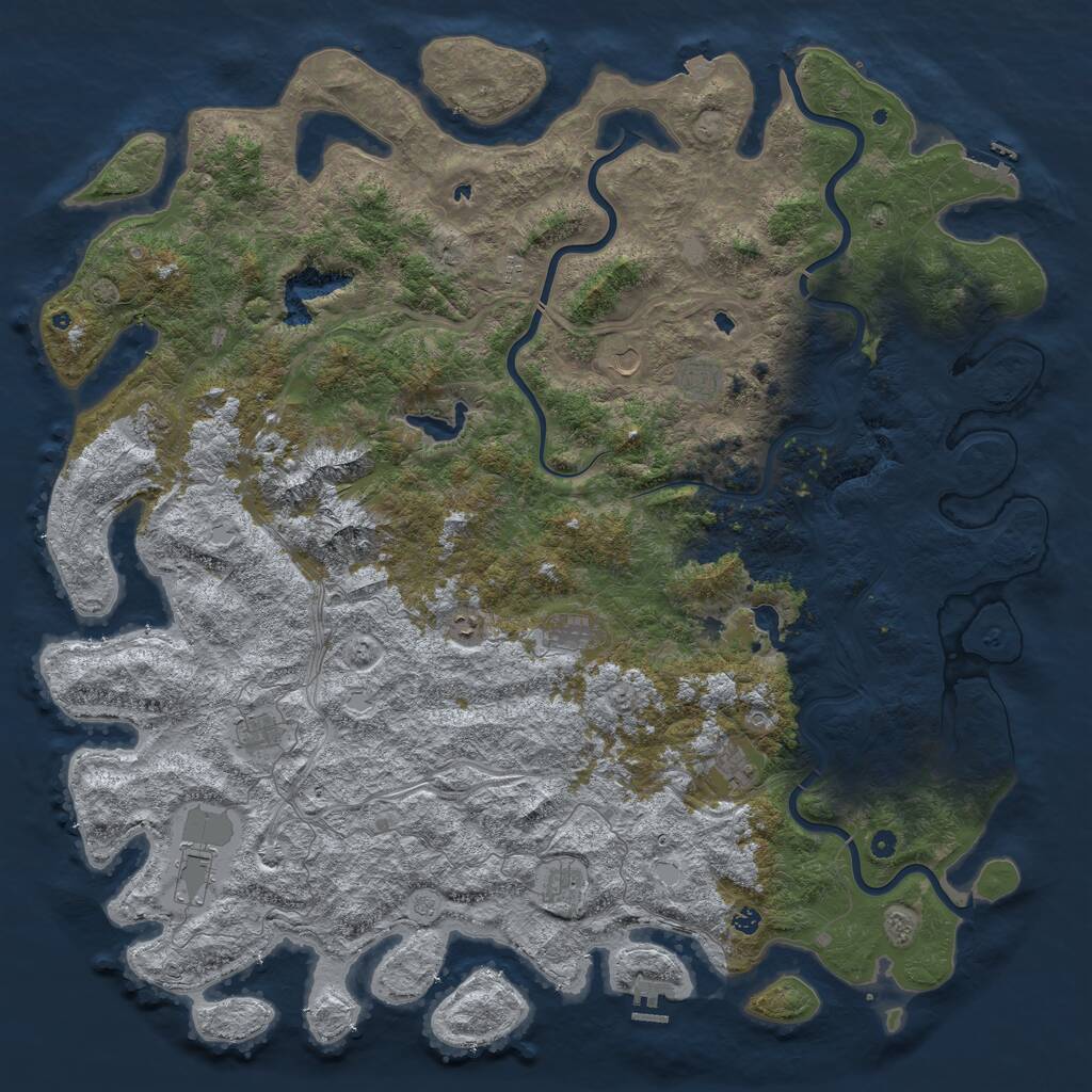 Rust Map: Procedural Map, Size: 6000, Seed: 3550, 17 Monuments