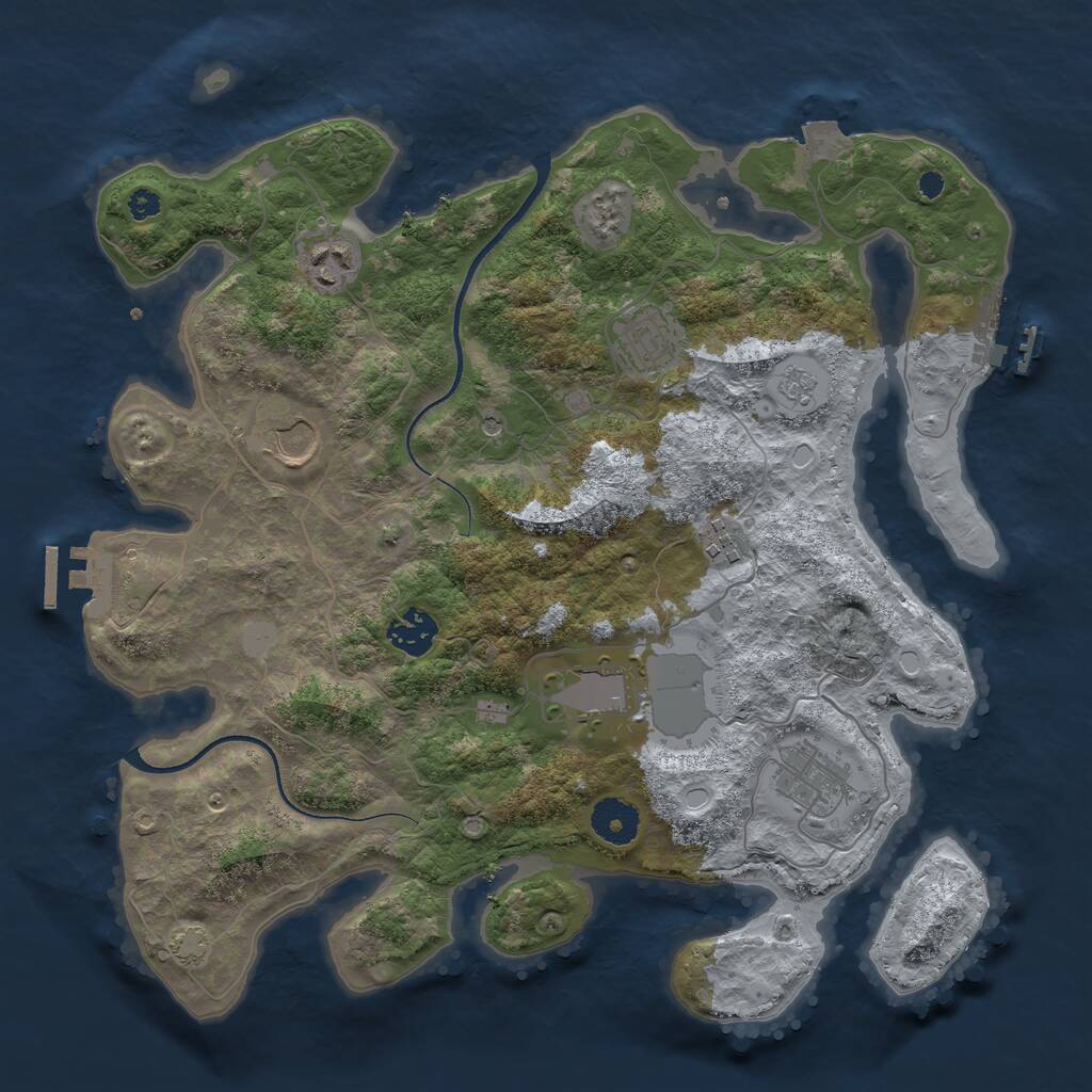 Rust Map: Procedural Map, Size: 3500, Seed: 1322558929, 13 Monuments
