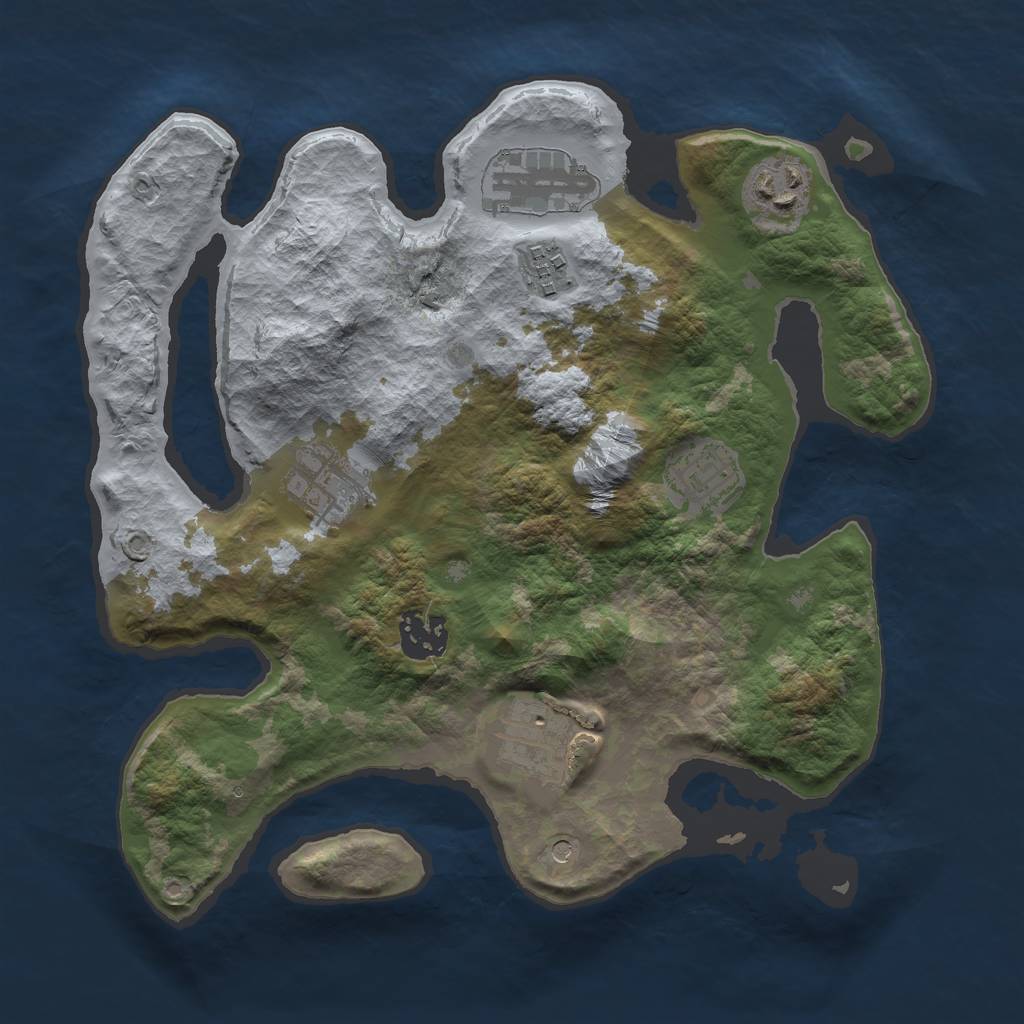 Rust Map: Barren, Size: 3000, Seed: 105, 10 Monuments