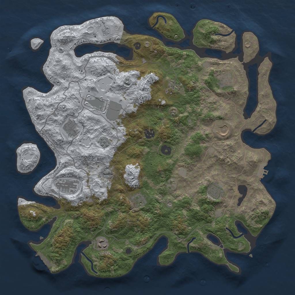 Rust Map: Procedural Map, Size: 4200, Seed: 214503129, 20 Monuments