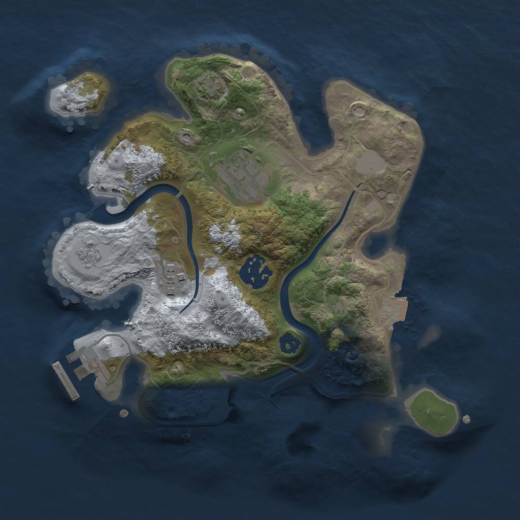 Rust Map: Procedural Map, Size: 2500, Seed: 836429099, 7 Monuments