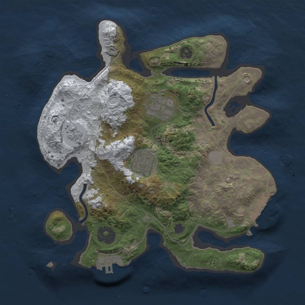 Rust Map: Procedural Map, Size: 2500, Seed: 516939, 10 Monuments