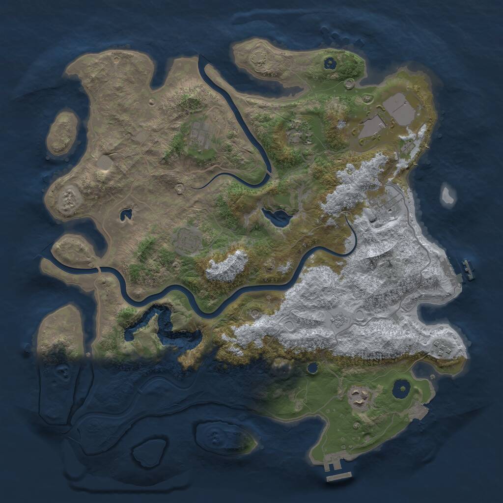 Rust Map: Procedural Map, Size: 4000, Seed: 41245, 13 Monuments