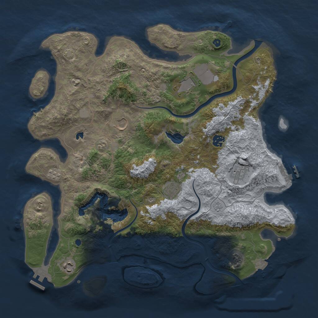 Rust Map: Procedural Map, Size: 4000, Seed: 41245, 13 Monuments