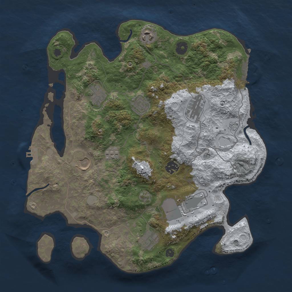 Rust Map: Procedural Map, Size: 3500, Seed: 582039, 18 Monuments