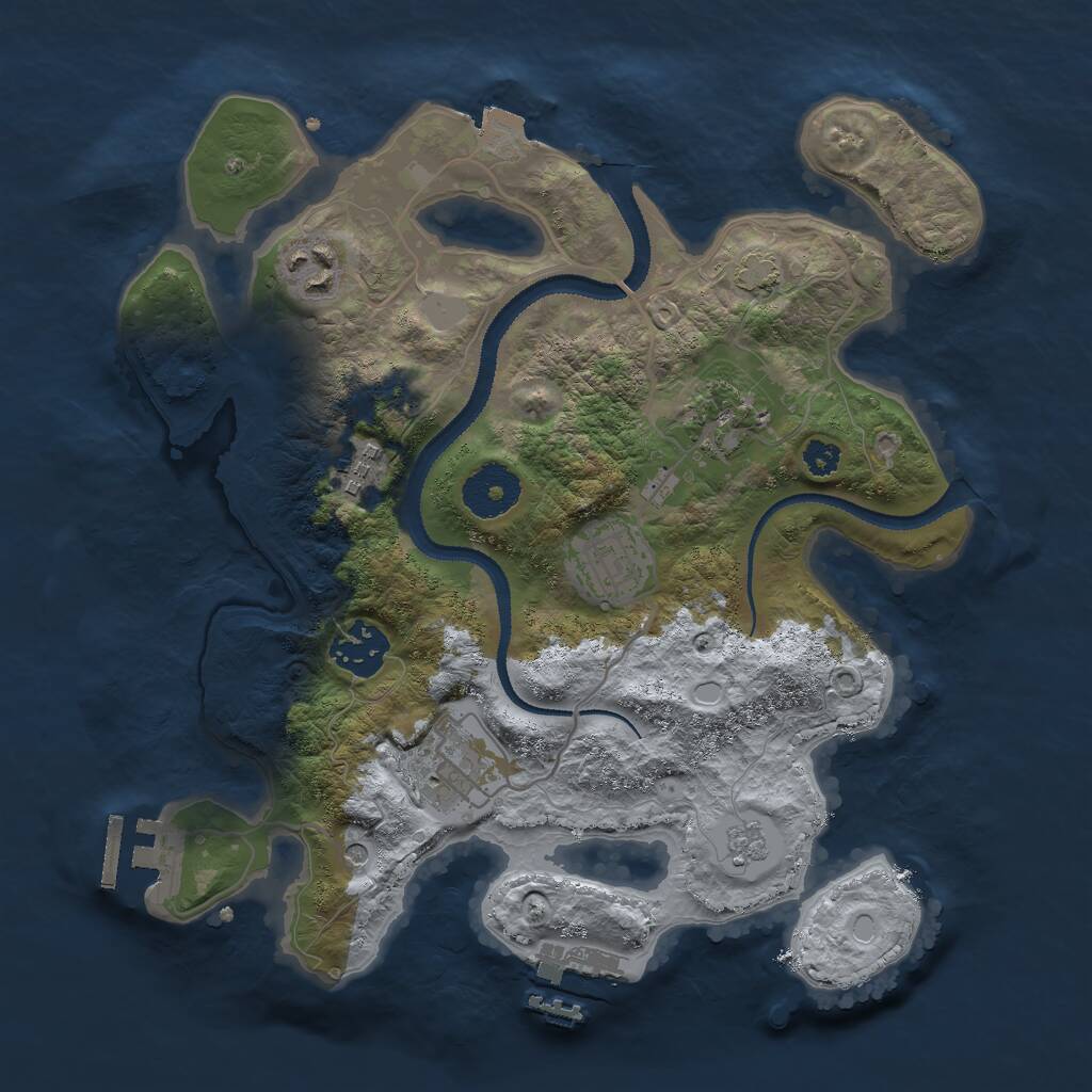 Rust Map: Procedural Map, Size: 3000, Seed: 575105, 12 Monuments