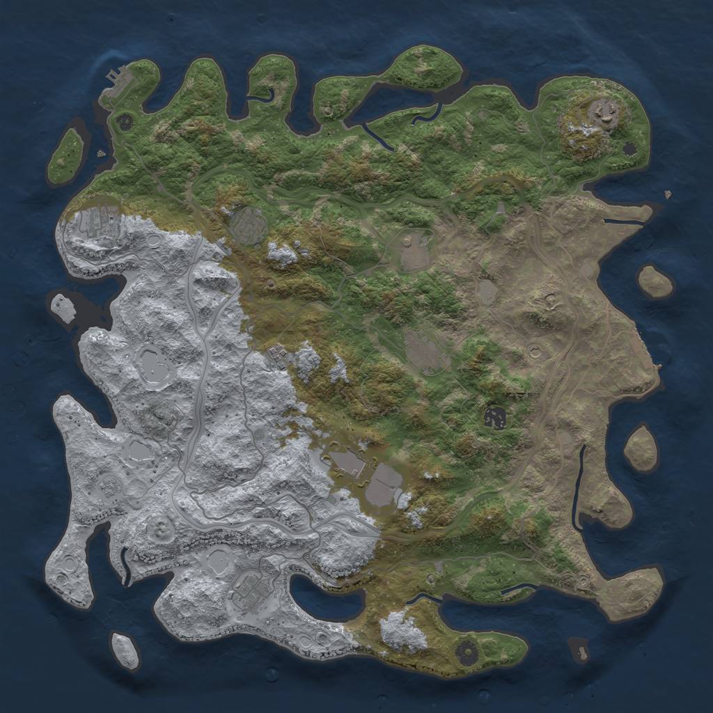 Rust Map: Procedural Map, Size: 4500, Seed: 2021100101, 18 Monuments